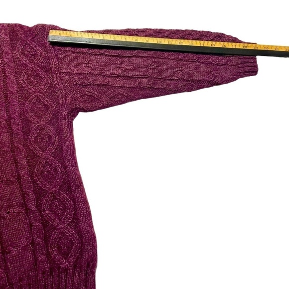 Vintage 90's Paris Sport Club Mohair Cable knit Sweater Berry Cottagecore SZ M - Picture 8 of 10